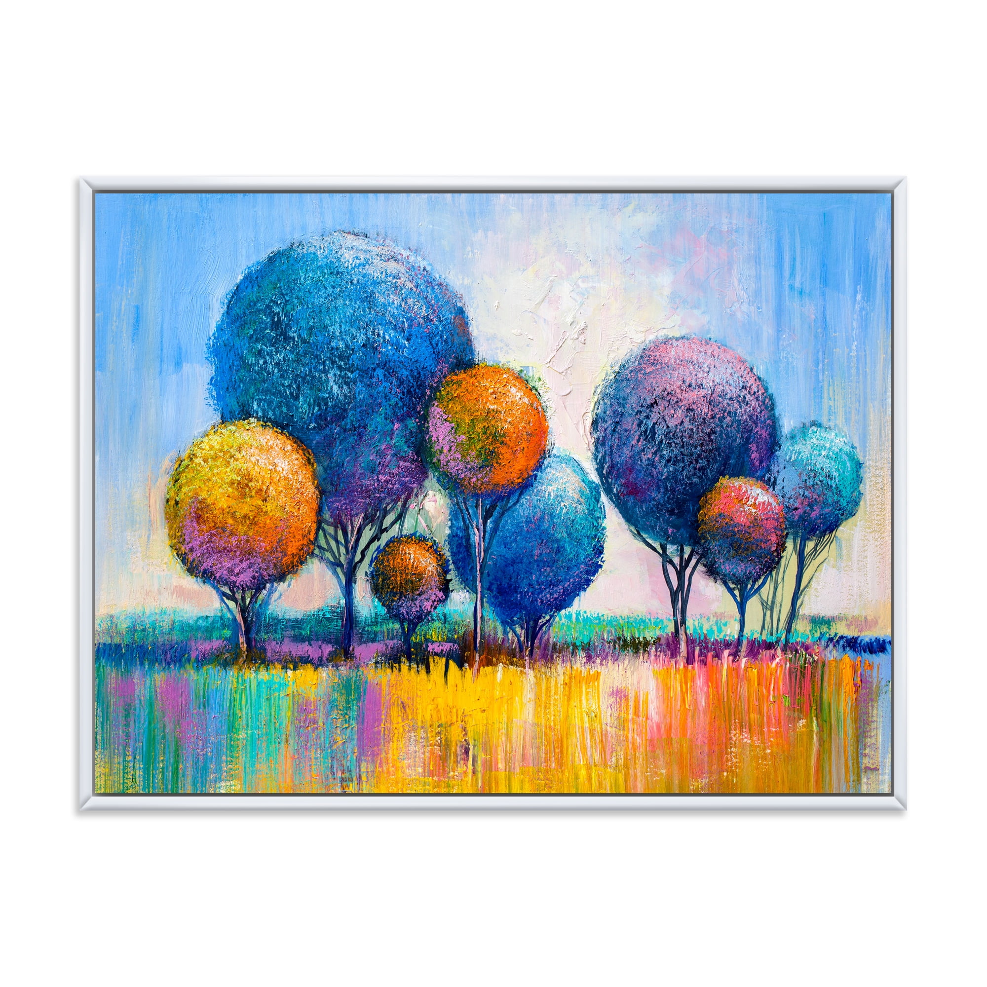 Designart 'Autumn Colorful Fantasy Trees IV' Modern Framed Canvas Wall Art Print