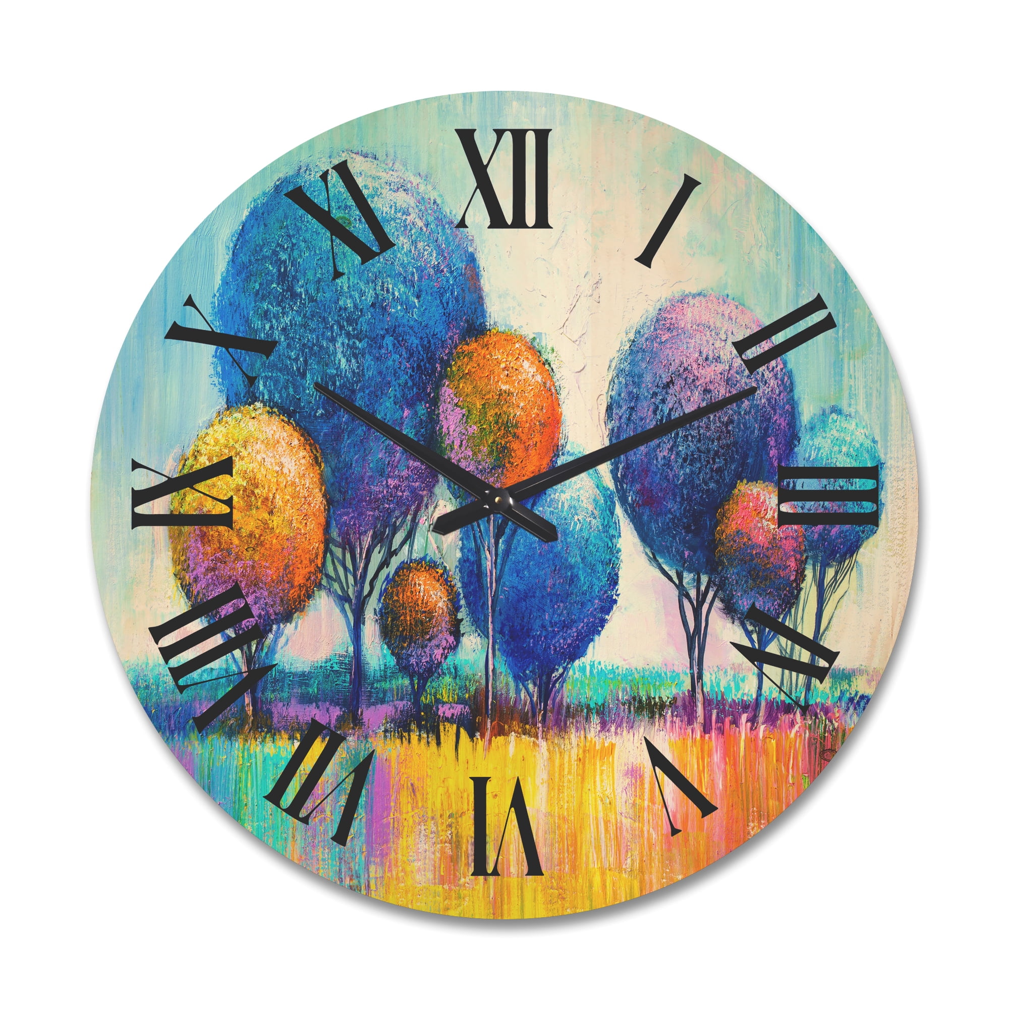 Designart 'Autumn Colorful Fantasy Trees IV' Modern Wood Wall Clock