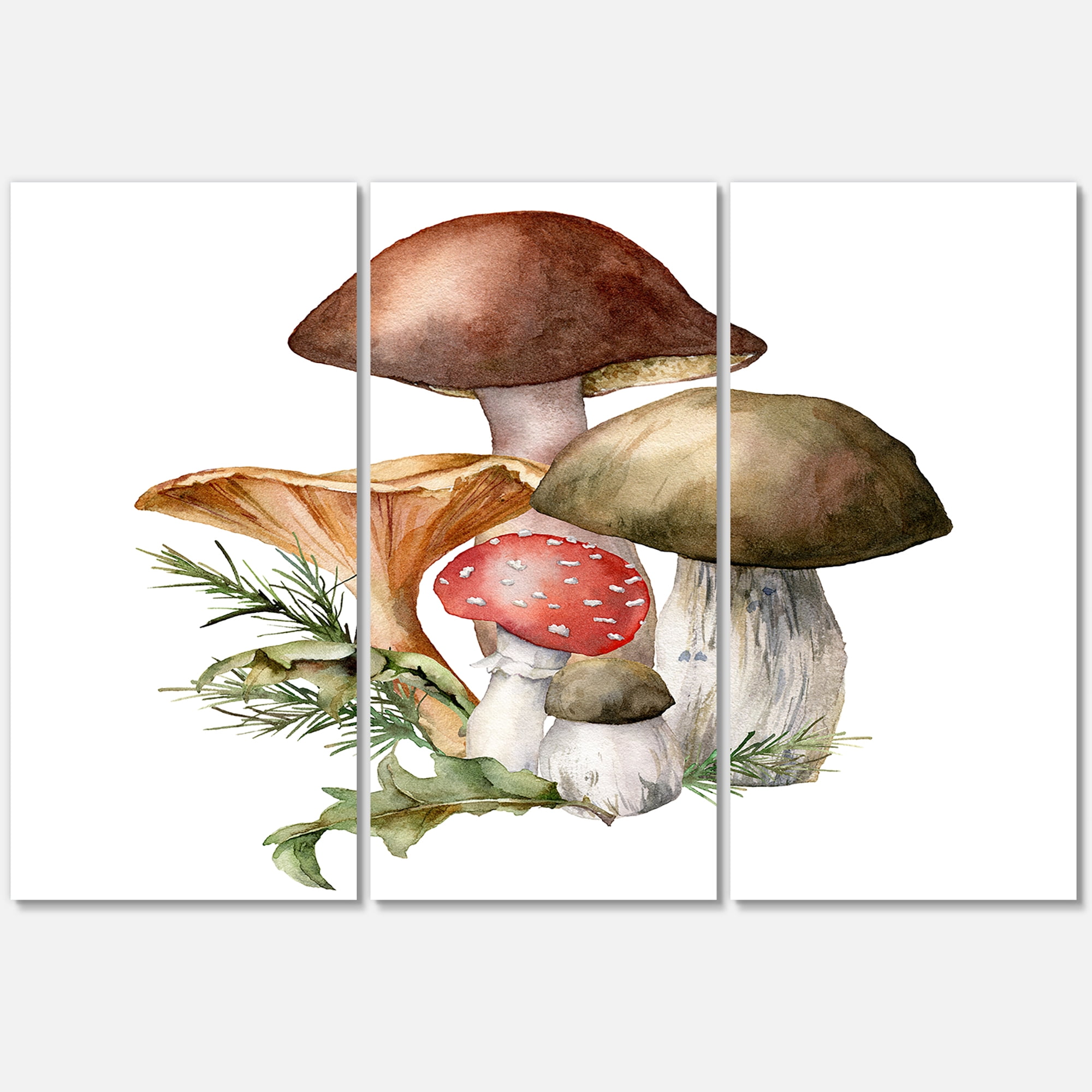 Designart ' Autumn Composition With Mushrooms ' Traditional Canvas Wall Art Print