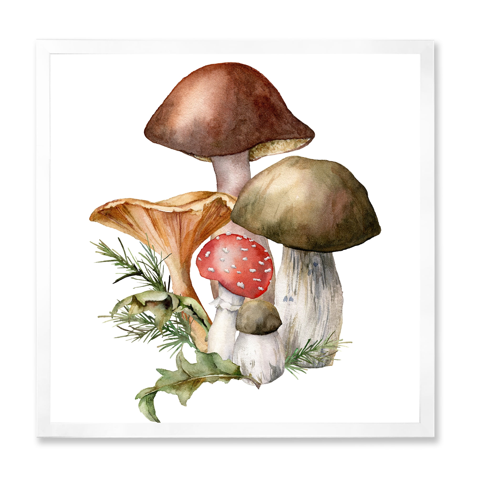 Designart 'Autumn Composition With Mushrooms' Traditional Framed Art Print