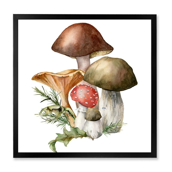 Designart 'Autumn Composition With Mushrooms' Traditional Framed Art Print