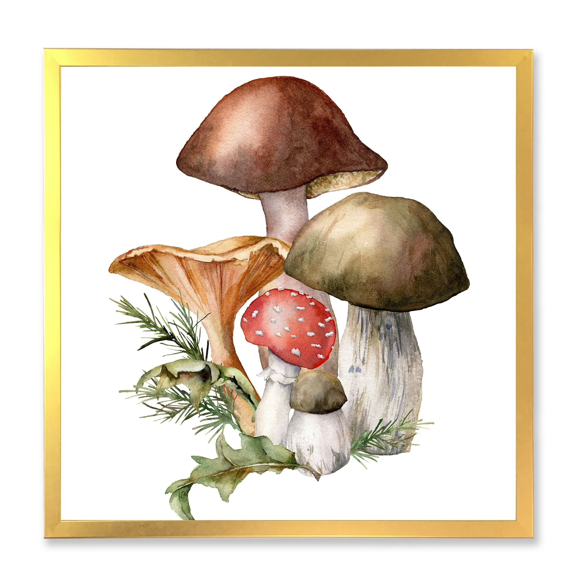 Designart 'Autumn Composition With Mushrooms' Traditional Framed Art Print