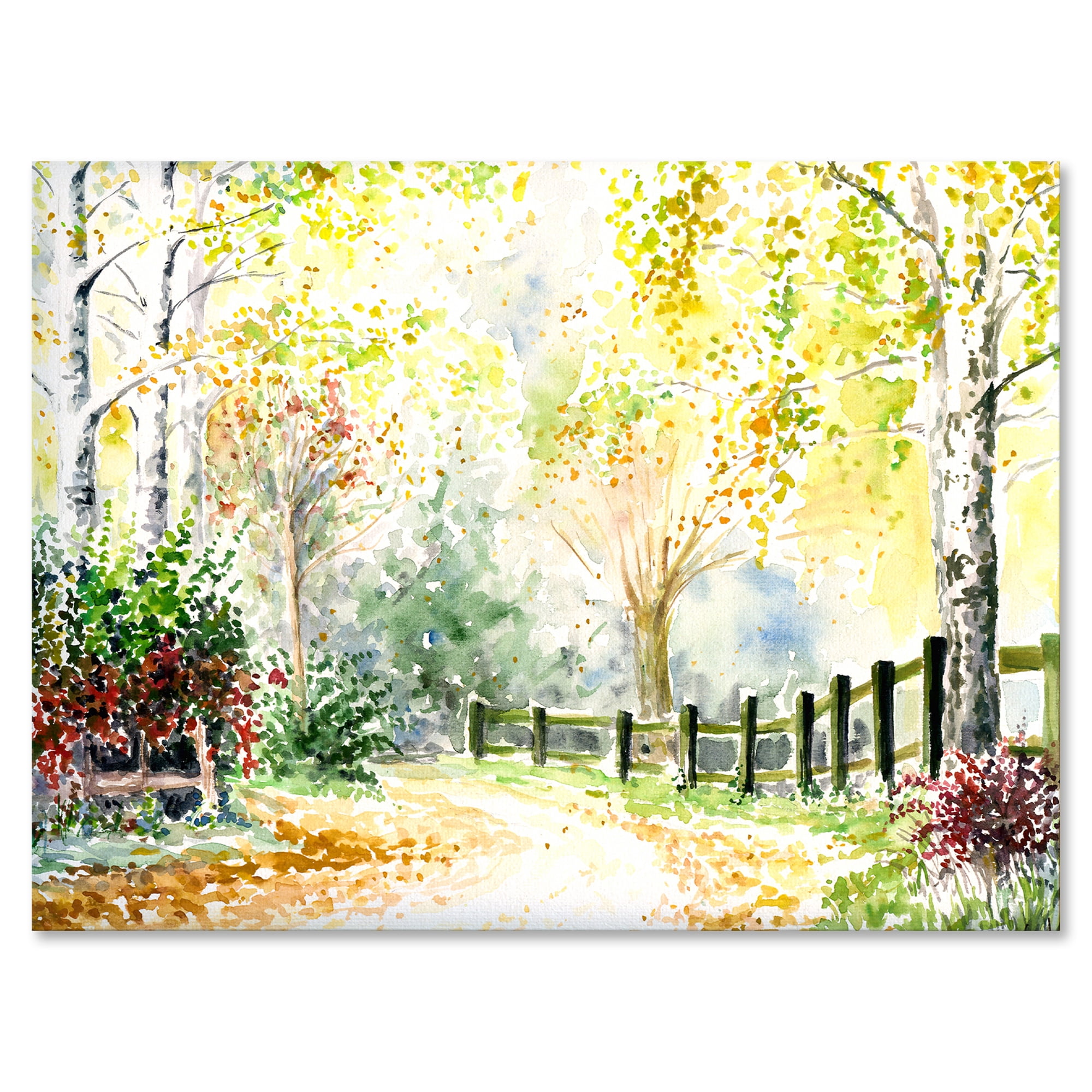 Designart ' Autumn Countryside The Afternoon Landscape ' Traditional Canvas Wall Art Print