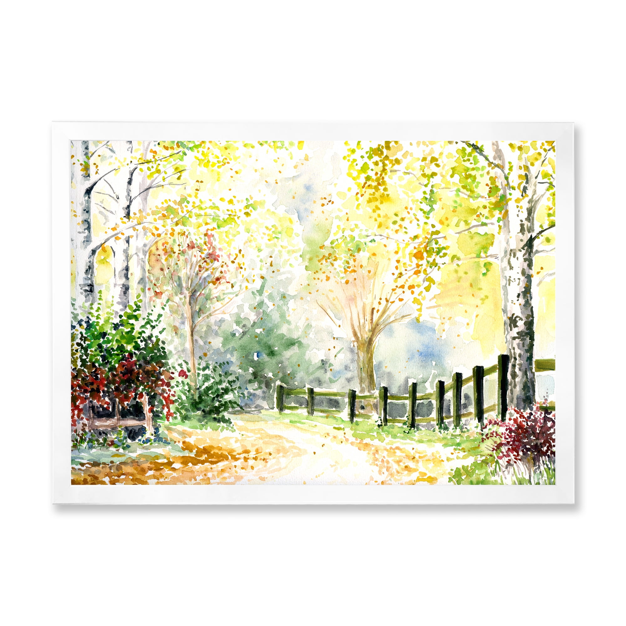Designart 'Autumn Countryside The Afternoon Landscape' Traditional Framed Art Print