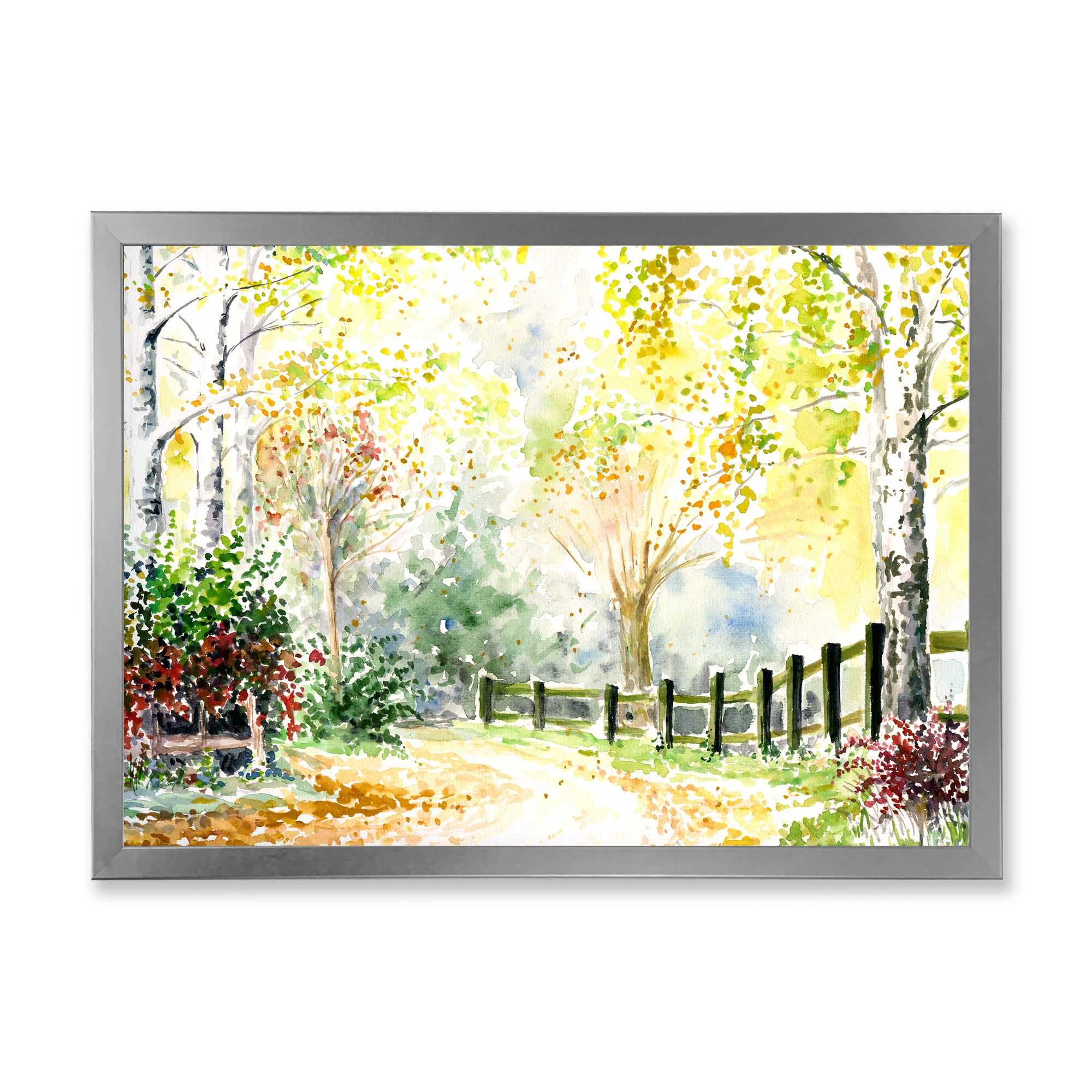 Designart 'Autumn Countryside The Afternoon Landscape' Traditional Framed Art Print