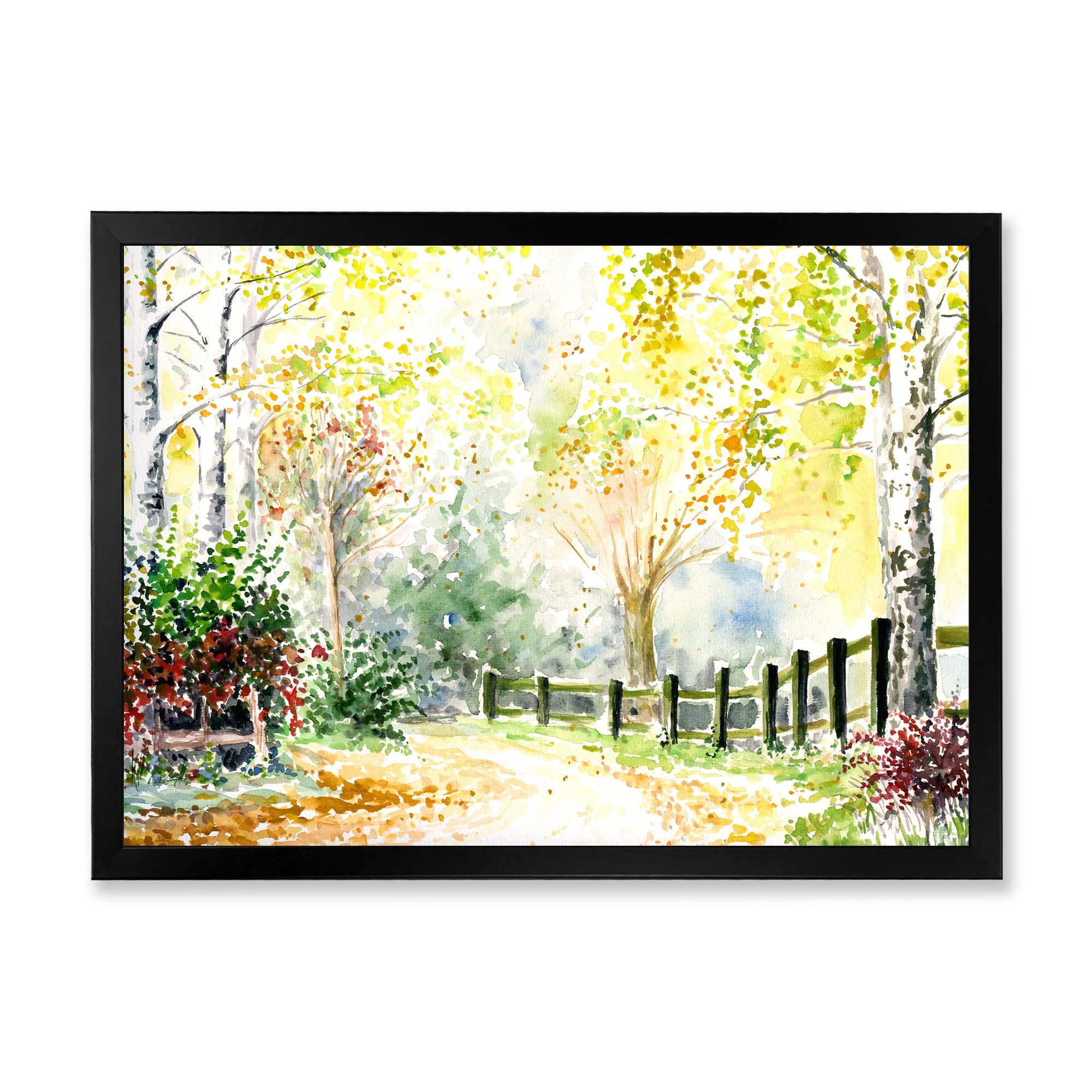Designart 'Autumn Countryside The Afternoon Landscape' Traditional Framed Art Print