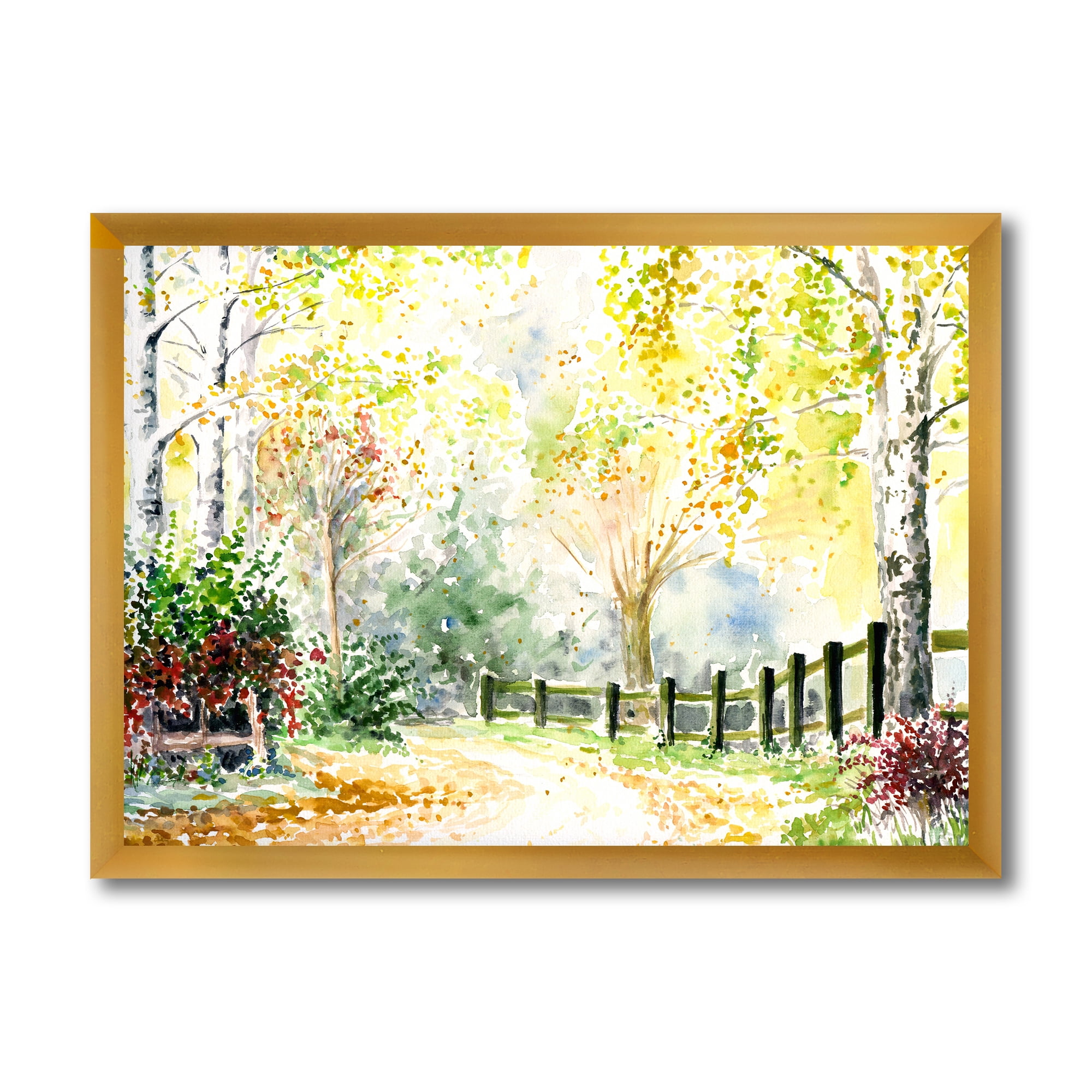 Designart 'Autumn Countryside The Afternoon Landscape' Traditional Framed Art Print