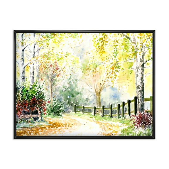 Designart 'Autumn Countryside The Afternoon Landscape' Traditional Framed Canvas Wall Art Print