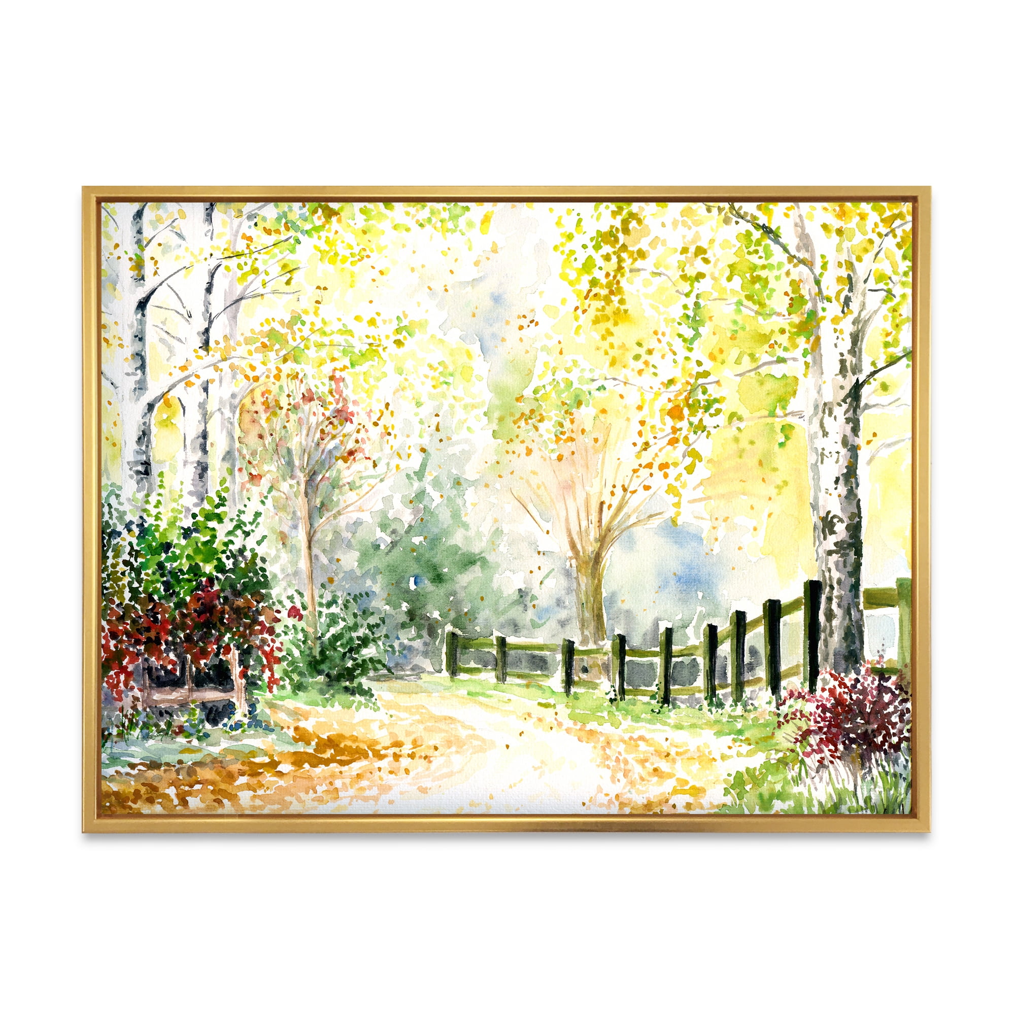 Designart 'Autumn Countryside The Afternoon Landscape' Traditional Framed Canvas Wall Art Print