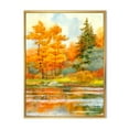 thumbnail image 1 of Designart 'Autumn Forest By The Lake Side IV' Lake House Framed Canvas Wall Art Print, 1 of 5