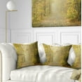 thumbnail image 1 of Designart Autumn Forest Path on Misty Morning - Landscape Photography Throw Pillow - 18x18, 1 of 1