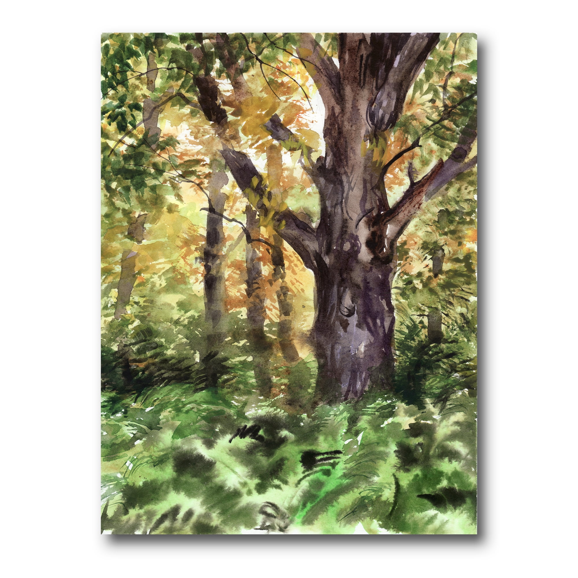 Designart ' Autumn Forest With A Large Tree ' Lake House Canvas Wall Art Print