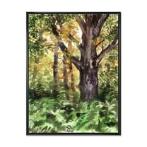 Designart 'Autumn Forest With A Large Tree' Lake House Framed Canvas Wall Art Print