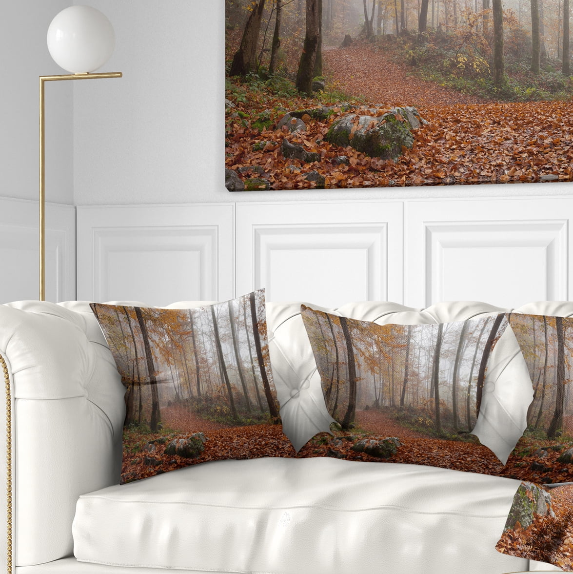Designart Autumn Forest in Germany - Landscape Photography Throw Pillow - 18x18