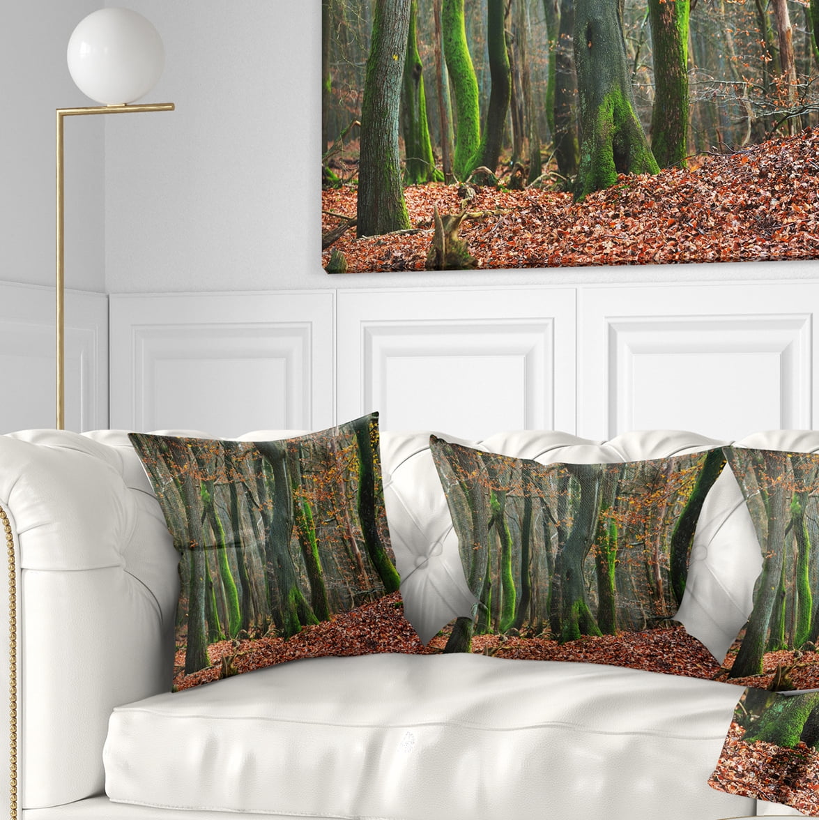 Designart Autumn Forest in the Netherlands - Landscape Photography Throw Pillow - 18x18