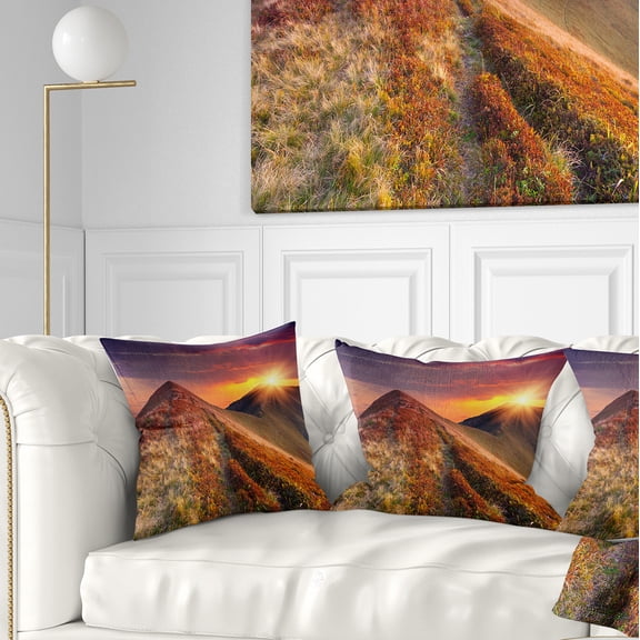 Designart Autumn Hills with Colorful Grass - Landscape Photography Throw Pillow - 18x18