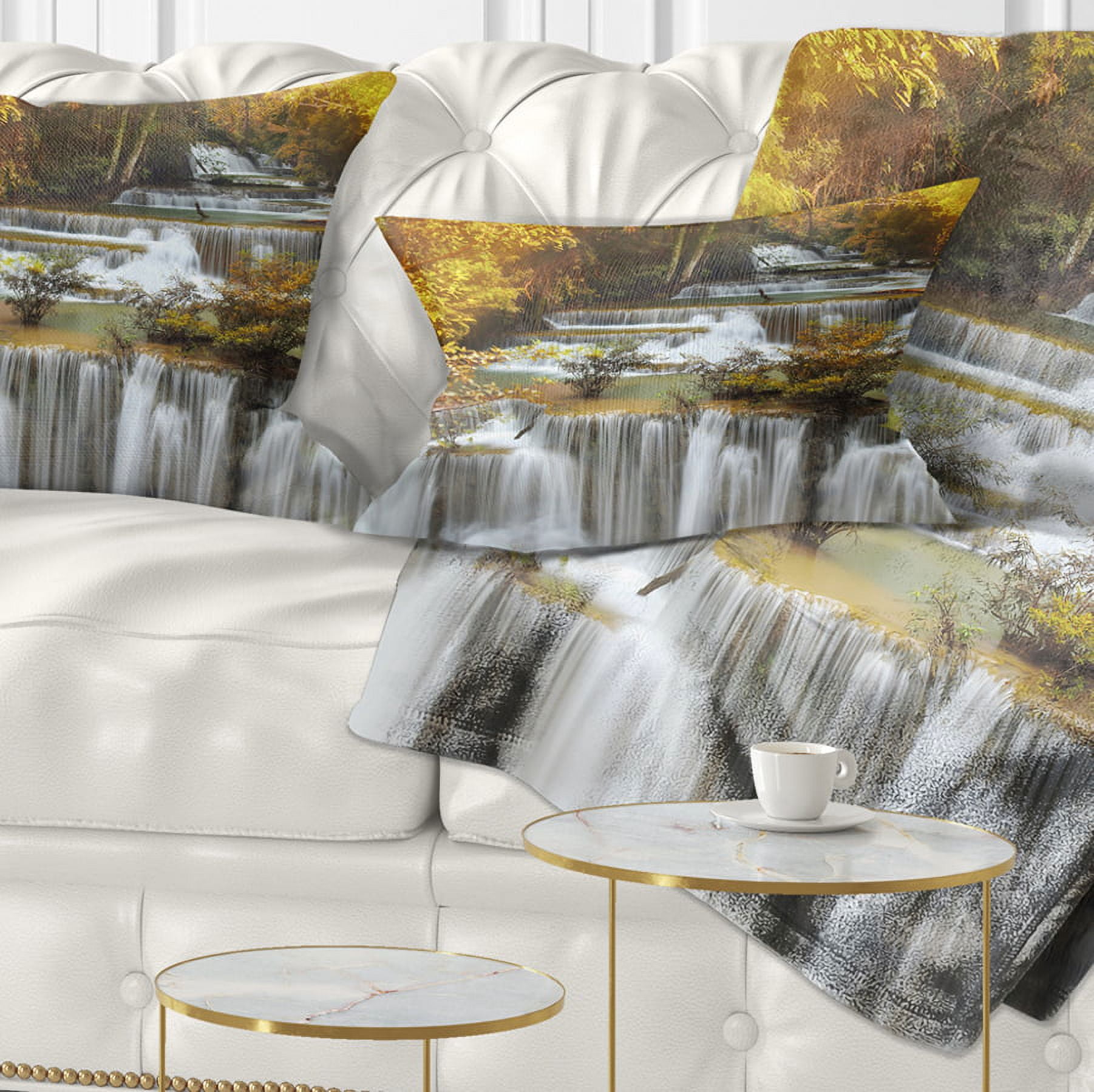 Designart Autumn Huai Mae Kamin Waterfall - Abstract Throw Pillow - 12x20