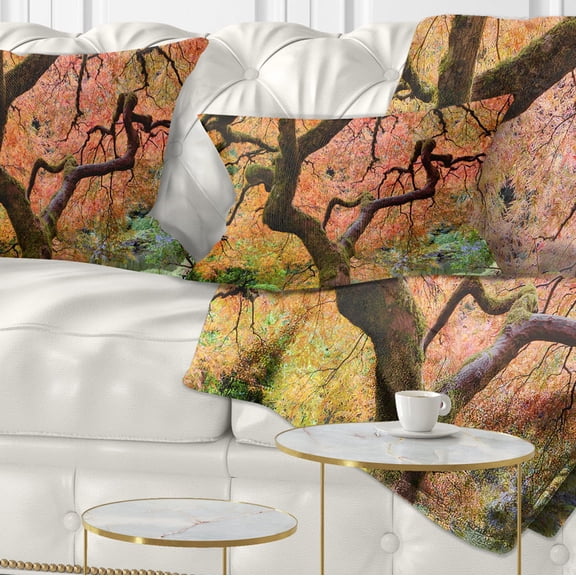 Designart Autumn Maple Tree - Landscape Photography Throw Pillow - 12x20