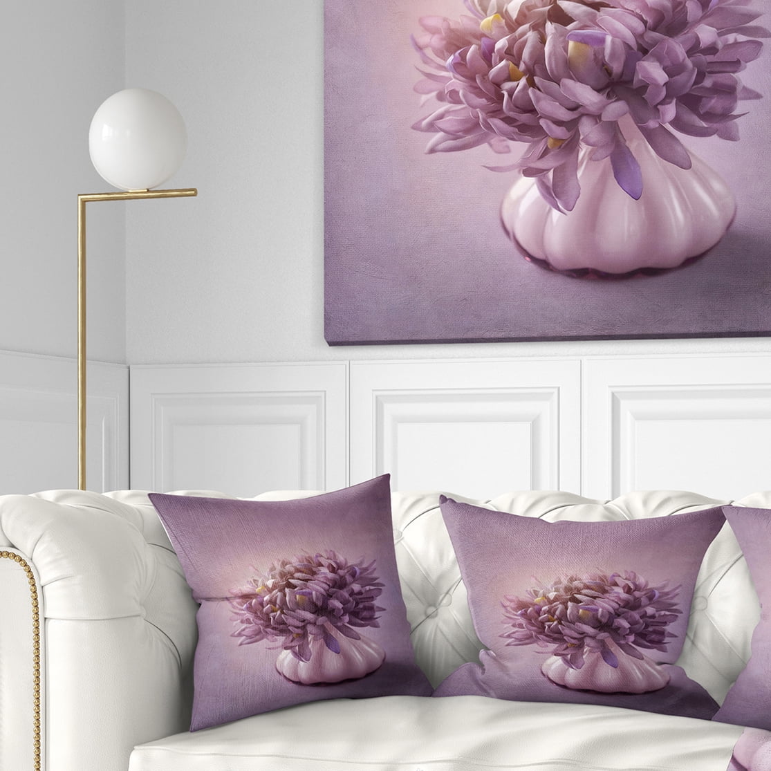 Designart Autumn Purple Flower in Vase - Floral Throw Pillow - 18x18