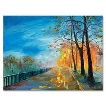Designart ' Autumn Road in Evening ' Traditional Canvas Wall Art Print