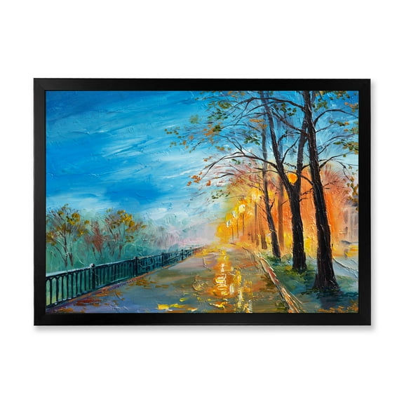 Designart 'Autumn Road in Evening' Traditional Framed Art Print