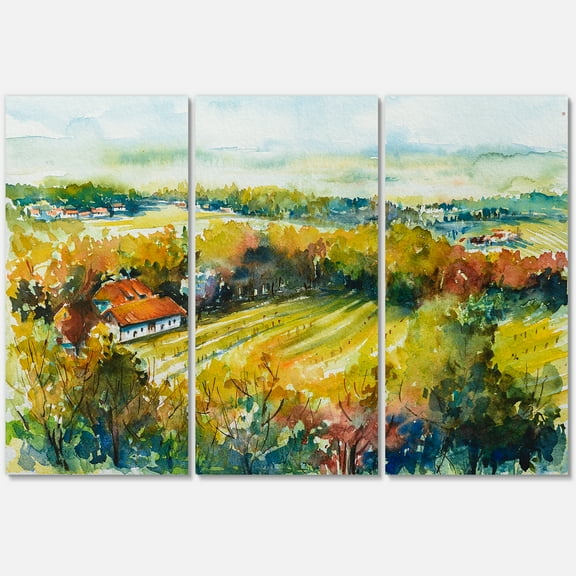 Designart ' Autumn Rural Landscape ' Country Canvas Wall Art Print