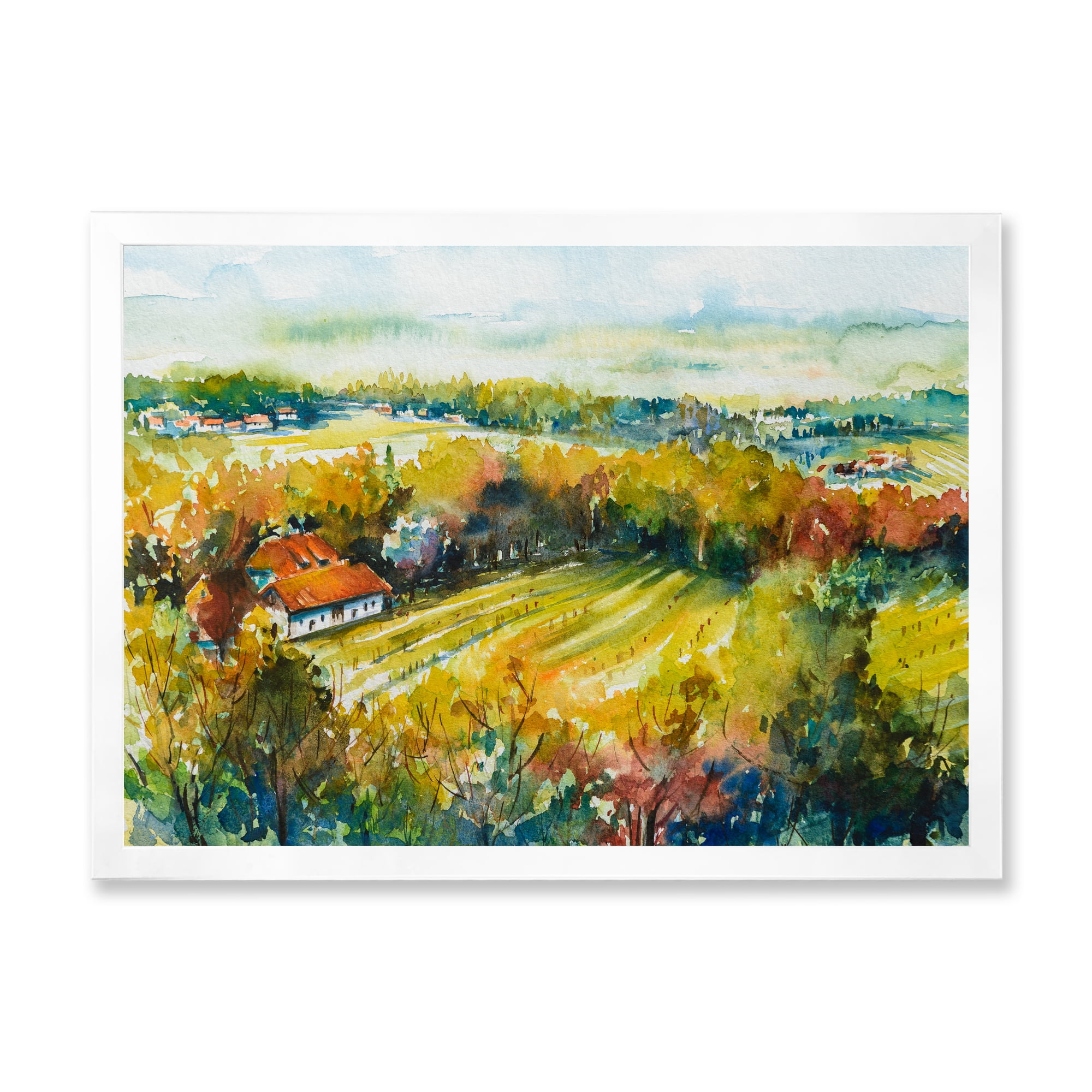 Designart 'Autumn Rural Landscape' Country Framed Art Print