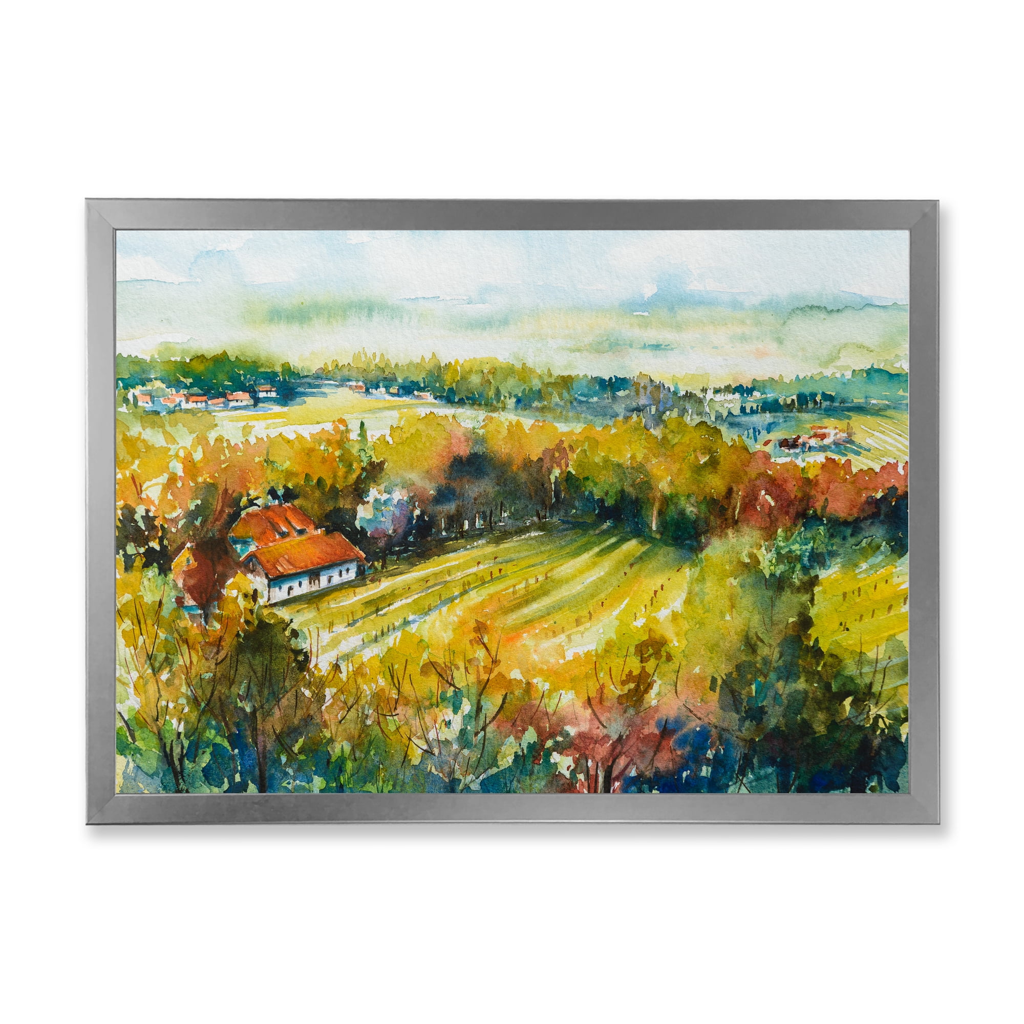 Designart 'Autumn Rural Landscape' Country Framed Art Print