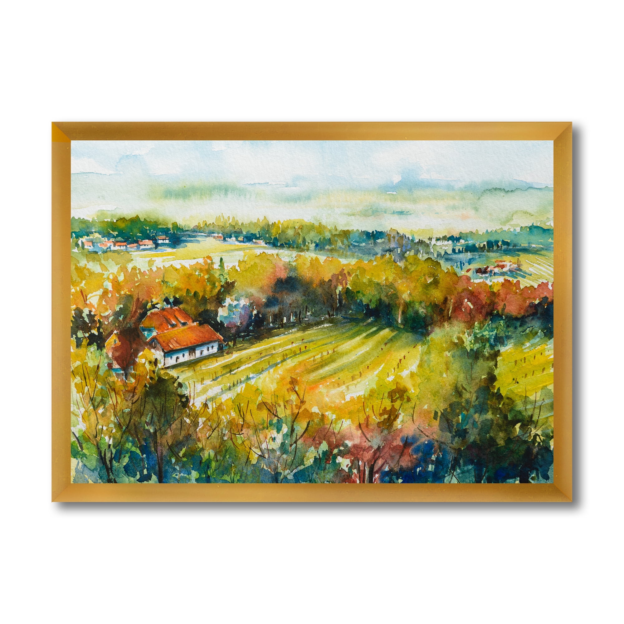 Designart 'Autumn Rural Landscape' Country Framed Art Print