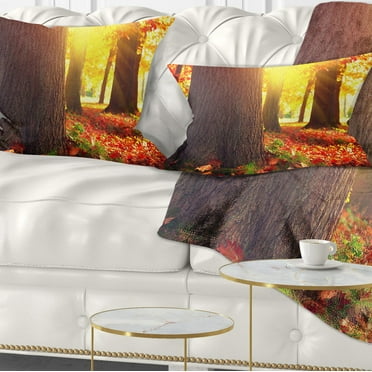 Designart Autumn Trees in the Sunlight - Landscape Printed Throw Pillow - 12x20