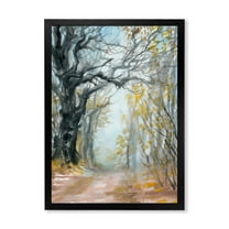 Designart 'Autumn in Misty Forest' Lake House Framed Art Print