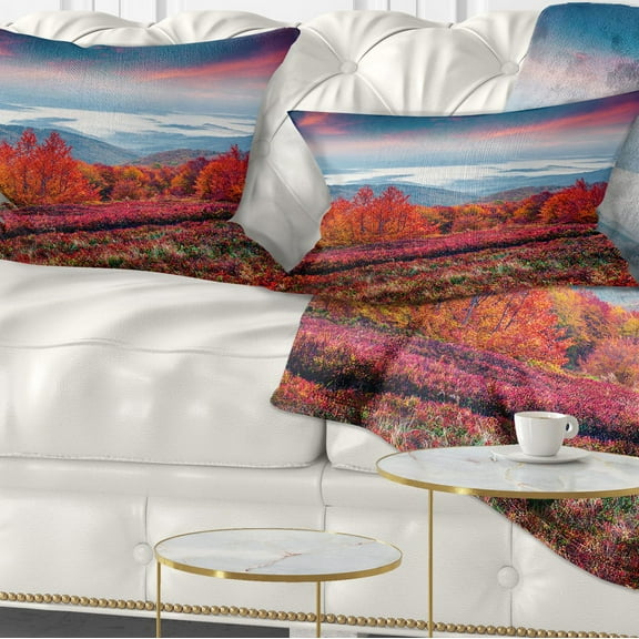 Designart Autumn in the Carpathian Mountains - Landscape Printed Throw Pillow - 12x20