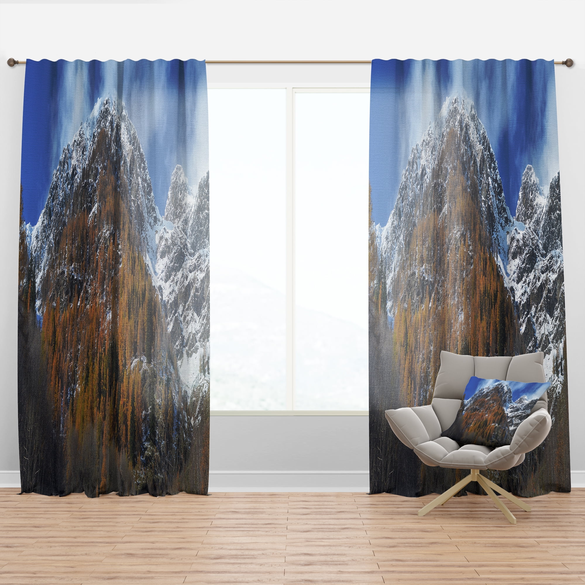 Designart 'Autumn landscape in the Alps' Landscapes Curtain Panel