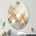 thumbnail image 1 of Designart "Autumn's Amber Leaves" Leaves Plaid Round Wall Mirror - Floral Oval Printed Decorative Mirror - Multiple Color Options, 1 of 5