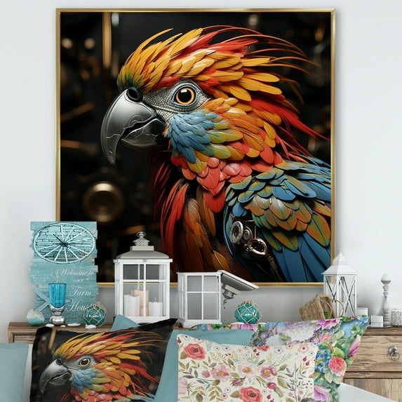 Designart "Avian Expressive Liberty" Animals Bird Floater Framed Canvas Prints