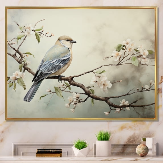 Designart "Avian Noble Onlooker" Animals Floater Framed Canvas Print