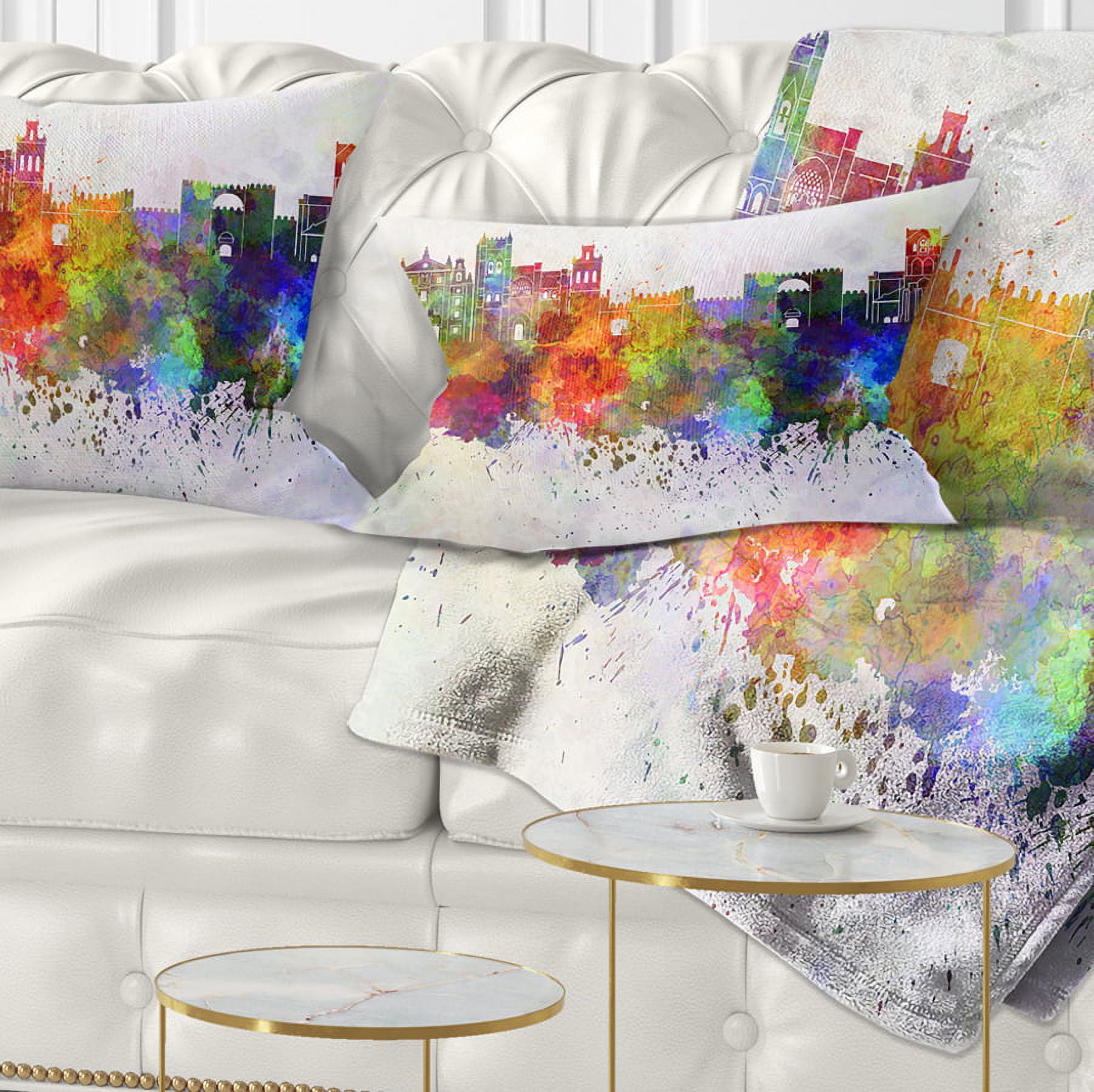 Designart Avila Skyline - Cityscape Throw Pillow - 12x20