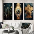 thumbnail image 1 of Designart "Awakening of Consciousness Visionary Geometry II" Modern Geometric Framed Wall Art Set Of 3 - Gold Abstract Frame Gallery Wall Set For Home Decor, 1 of 7