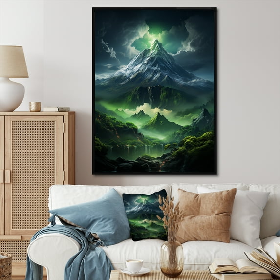 Designart "Awakening Of The Volcanic Power" Volcano Floater Framed Canvas Art Print