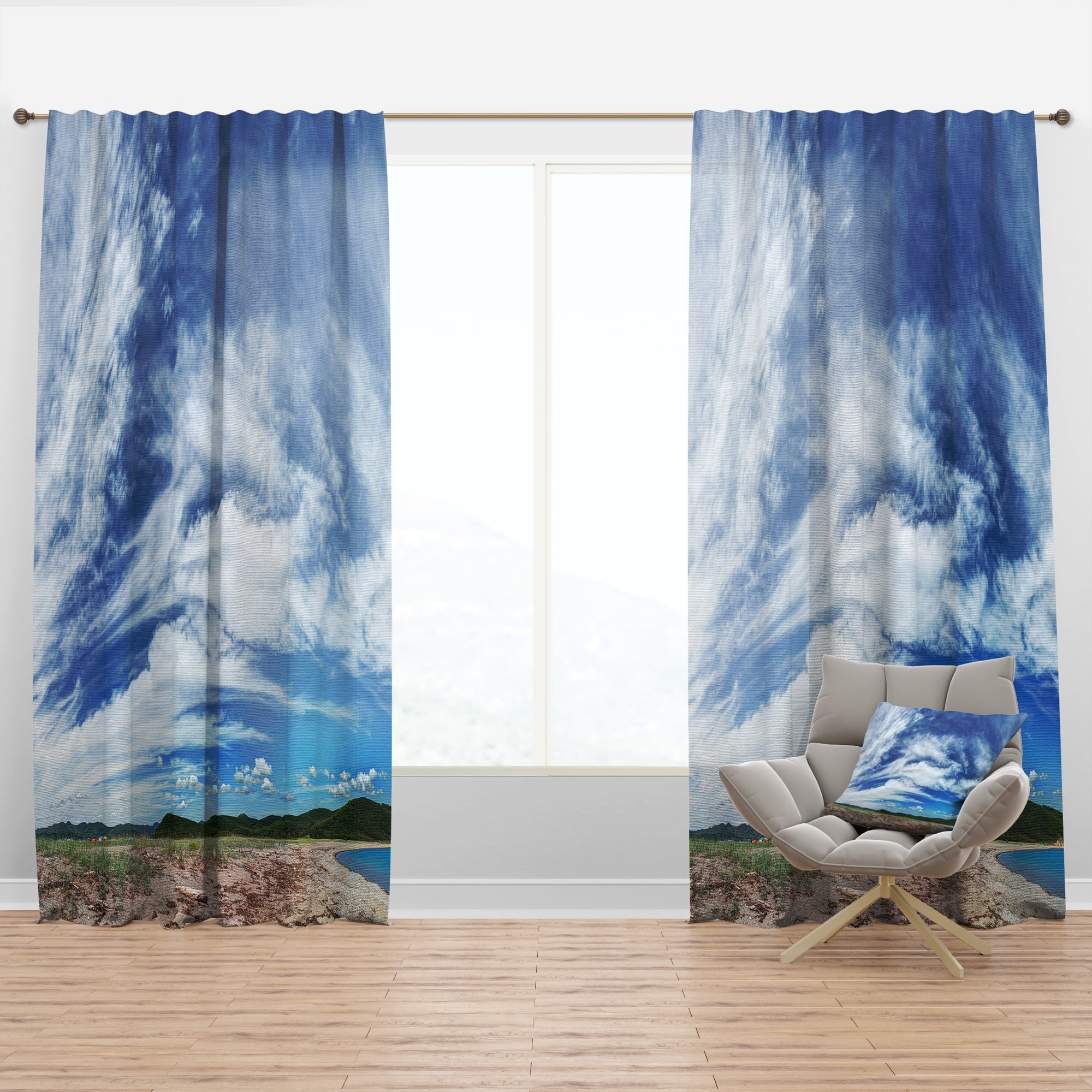Designart 'Awesome Pacific Ocean' Landscape Curtain Panel