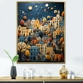 thumbnail image 1 of Designart "Azure And Lemon Mystical Urban Mosaic" City Fantasy Floater Framed Canvas Wall Art, 1 of 5