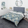 thumbnail image 1 of Designart "Azure Blossom Harmony Floral Design" Blue Floral Bedding Covert Set - Cottage Bed Set With 2 Shams, 1 of 1