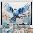 thumbnail image 1 of Designart "Azure Calmness Bird Panorama" Animals Bird Floater Framed Wall Art Living Room, 1 of 5