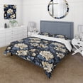 thumbnail image 1 of Designart "Azure Damask Elegance I" Beige Floral Bedding Covert Set - Cottage Bed Set With 1 Sham, 1 of 5