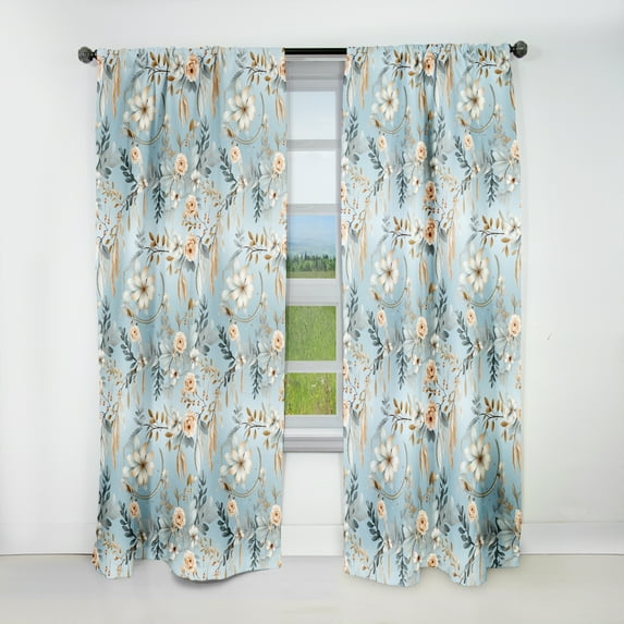 Designart "Azure Dreamcatcher" Floral Blackout Curtain Single Panel