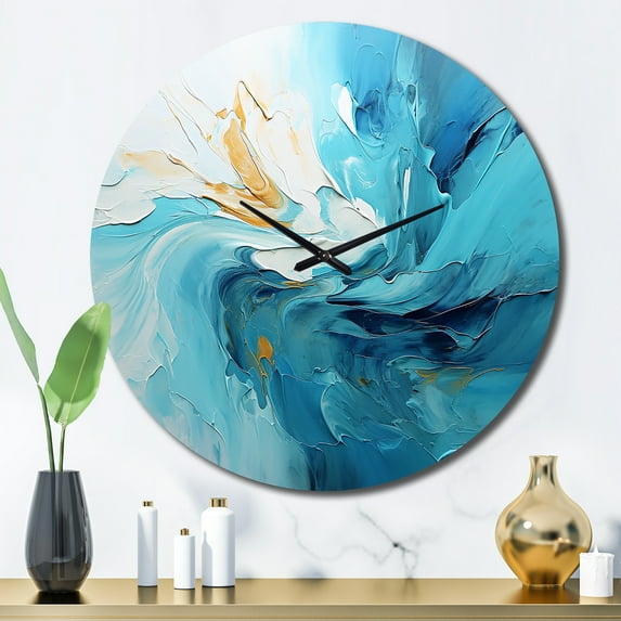 Designart "Azure Euphony I" Abstract Landscape Oversized Wall Clock