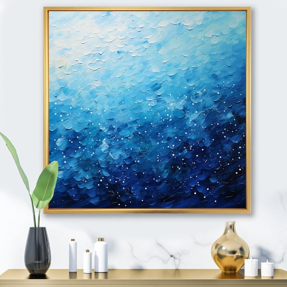 Designart "Azure Euphony IV" Abstract Landscape Floater Framed Wall Art Print