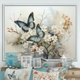 thumbnail image 1 of Designart "Azure Pearl Butterfly Moment Of Chance" Animals Floater Framed Wall Art Print, 1 of 7
