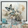 thumbnail image 1 of Designart "Azure Pearl Butterfly Moment Of Chance" Animals Floater Framed Wall Art Print, 1 of 7