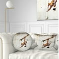thumbnail image 1 of Designart Baby Orangutan Hanging from Pipe - Street Art Throw Pillow - 12x20, 1 of 5